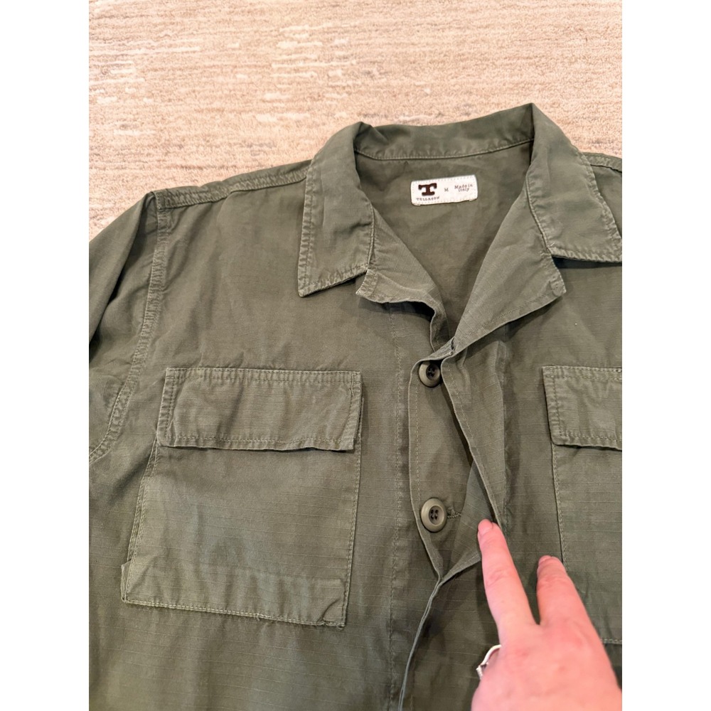 Tellason Jacket Mens Medium Green Cotton Military Field Utility Made In Italy - Picture 13 of 16